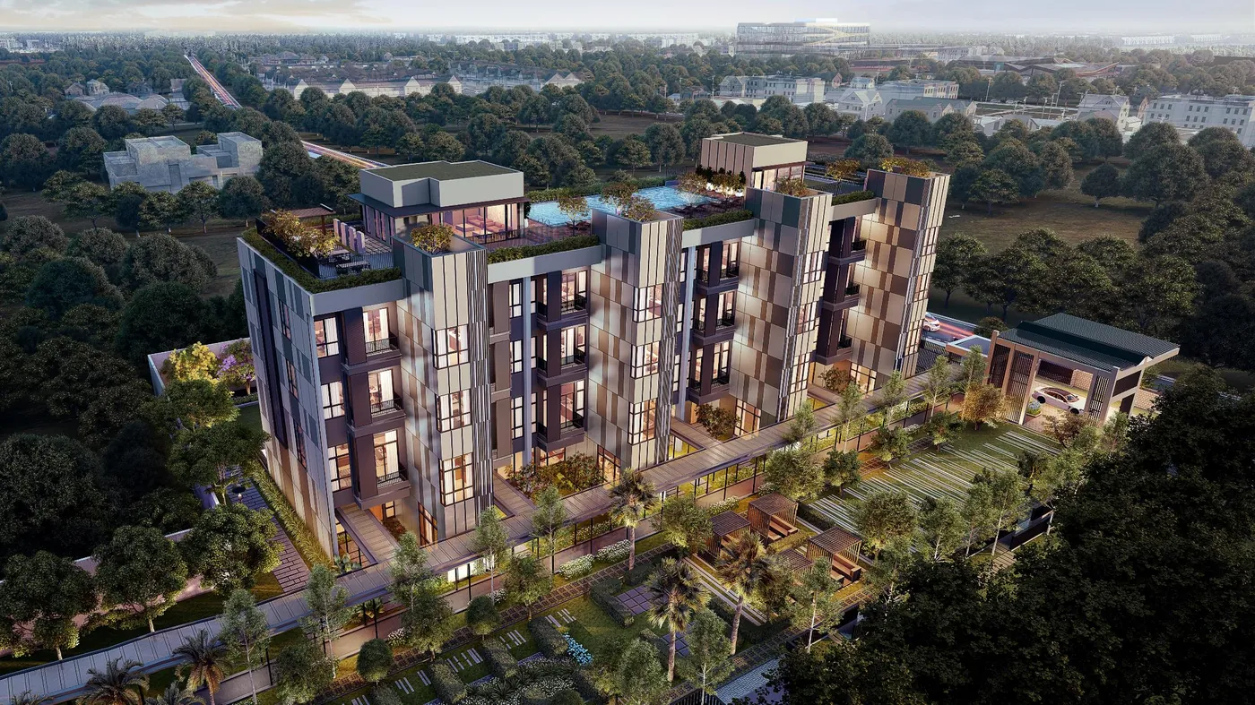 Garden Villa Arumaya Residences apartemen low-rise Jakarta Selatan dilihat dari udara