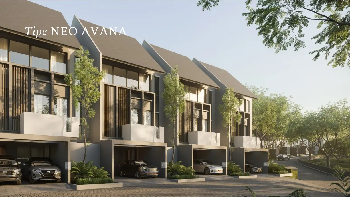 Fasad Neo Avana Cluster Astera Serenia Hills rumah 3 lantai Lebak Bulus